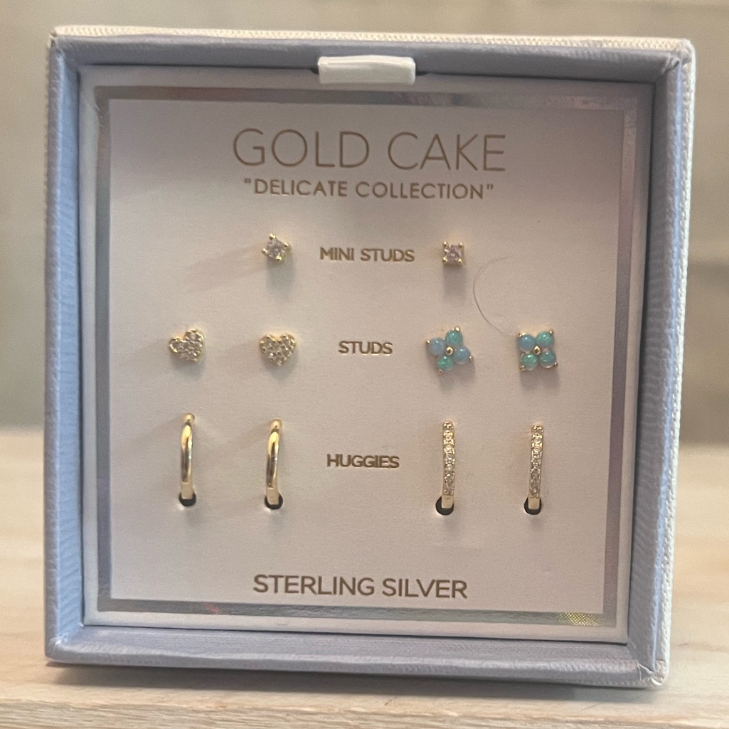 Gold Cake Delicate Collection Five Earring Set